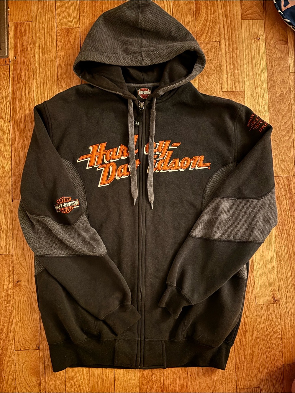 Harley-Davidson Black Hoodie with Orange Logo
